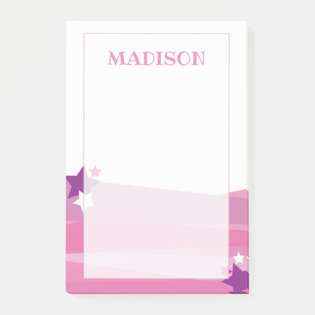 Bloco De Notas Postar Super Estrela Rosa Nota (Frente)