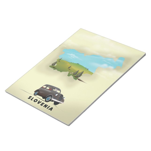 Bloco De Notas Poster de viagens de mapa ilustrado da Eslovênia (Inclinado)