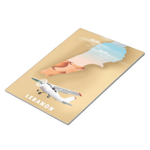 Bloco De Notas Poster de viagens de mapa ilustrado do Líbano