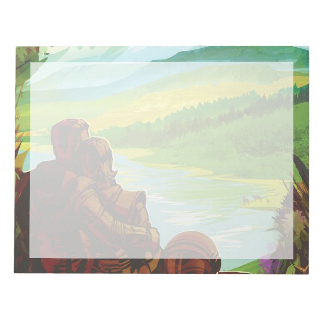 Bloco De Notas Poster de viagens Espacial Retroativo E Missão De  (Frente)