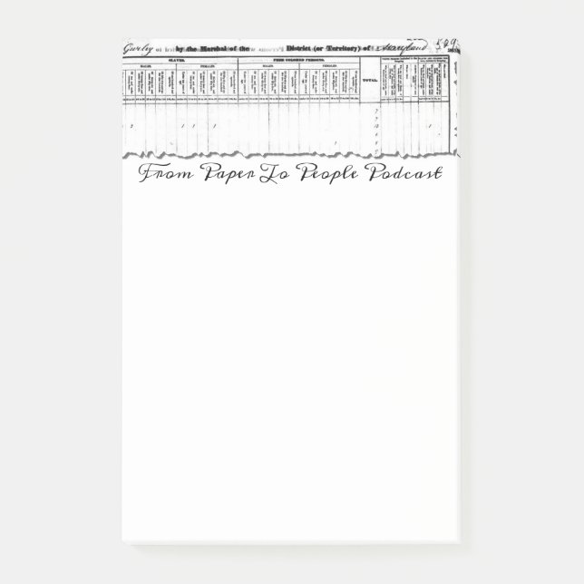 Bloco De Notas posto 1830 Census FPPP - Sua (Frente)