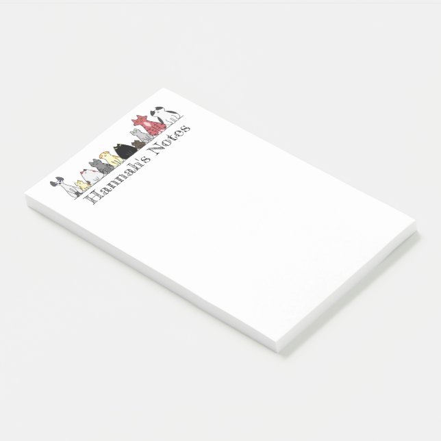 Bloco De Notas Posto-bit Nota Pad - Fila de Gatos (Inclinado)