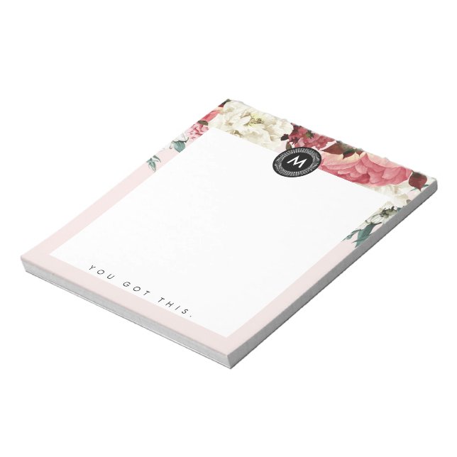 Bloco De Notas Posto Chic Floral Monograma It NotePad (Invertido)