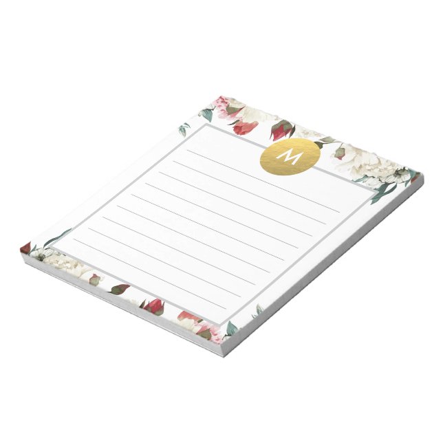 Bloco De Notas Posto Chic Floral Monograma It NotePad (Invertido)