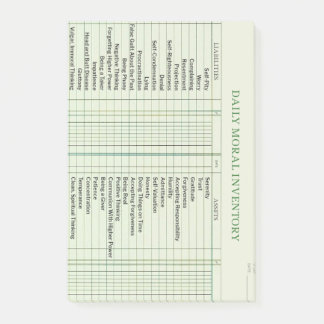 Bloco De Notas Posto de Cartão de Inventário Moral Diário