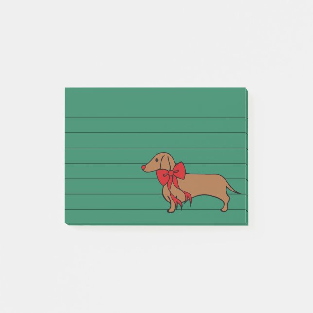 Bloco De Notas Posto de Natal Dachshund Nota Presente (Frente)