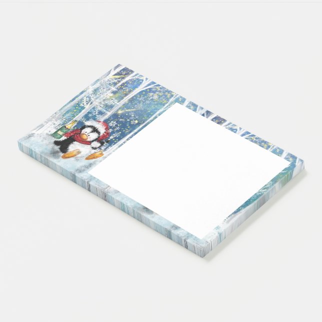 Bloco De Notas Posto de Natal Nota Pinguim Feliz (Inclinado)