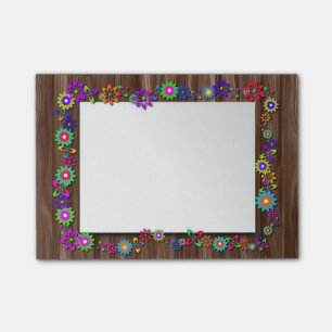 Bloco De Notas Posto de quadro de madeira floral Notas