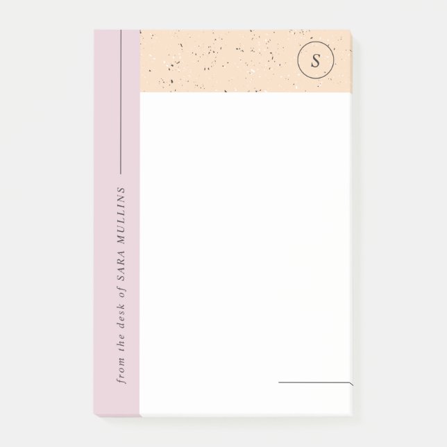 Bloco De Notas Posto Mínimo Terrazzo Monograma - Roxo (Frente)