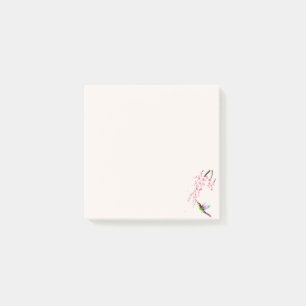 Bloco De Notas Posto-Notas da Flor Sakura e do Pássaro Hummado