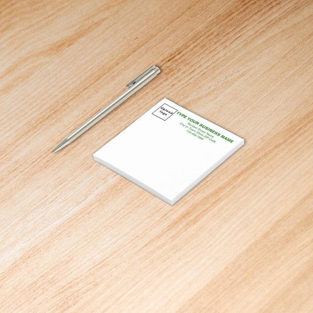 Bloco De Notas Posto White Square de Fonte de Negócios Verde  sua (Build brand name awareness. Green texts of your business brand on heading of square post it note.)