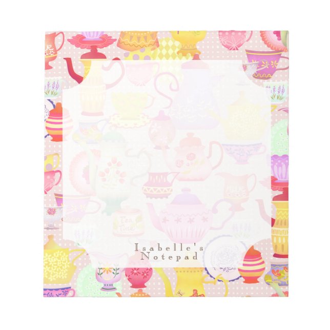 Bloco De Notas Potes de chá e Copas (Frente)