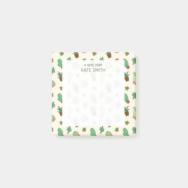 Bloco De Notas Potes de Suculentes e Cactus, ilustrados, bonitos (Frente)