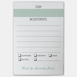 Bloco De Notas Potluck ou alergia de comida do ingrediente do