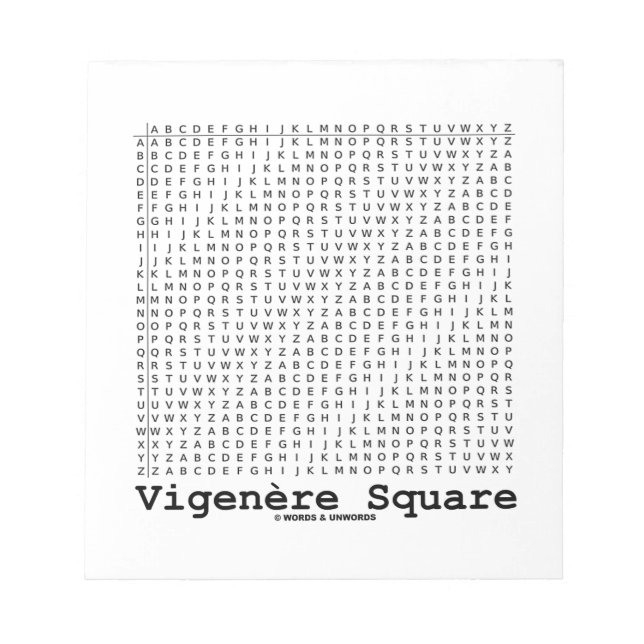Bloco De Notas Praça Vigenère (Cryptografia Tabula Rasa) (Frente)