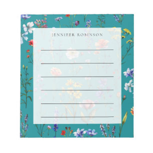 Bloco De Notas Prado de Flores Silvestres Minimalista Moderno c/