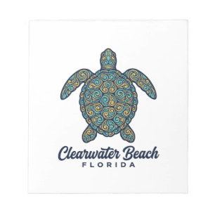 Bloco De Notas Praia Clearwater Flórida Tartaruga Marinha Desenho