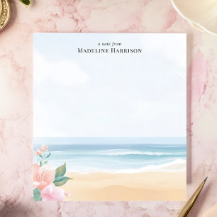 Bloco De Notas Praia Floral de Pastel Suave Nome Personalizado