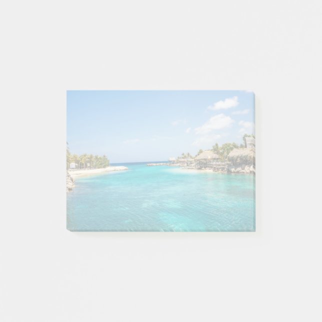 Bloco De Notas Praia tropical Cênica com Foto Thatch Huts (Frente)