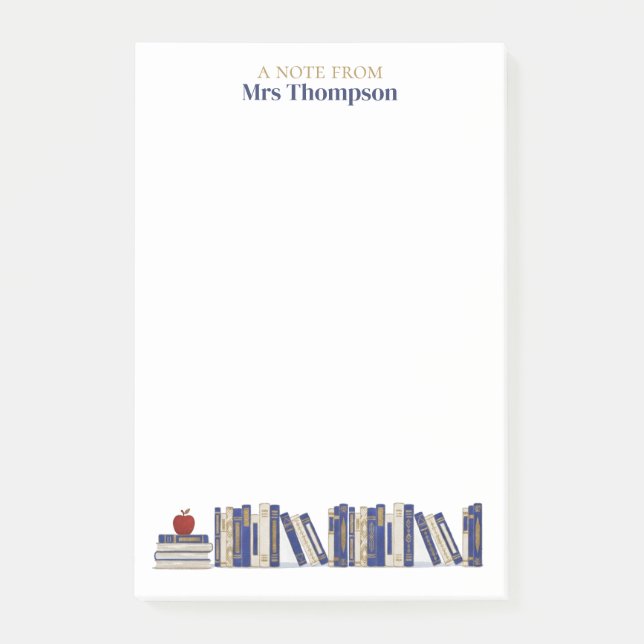 Bloco De Notas Prateleira de Livros Apple Blue Gold Personalizada (Frente)