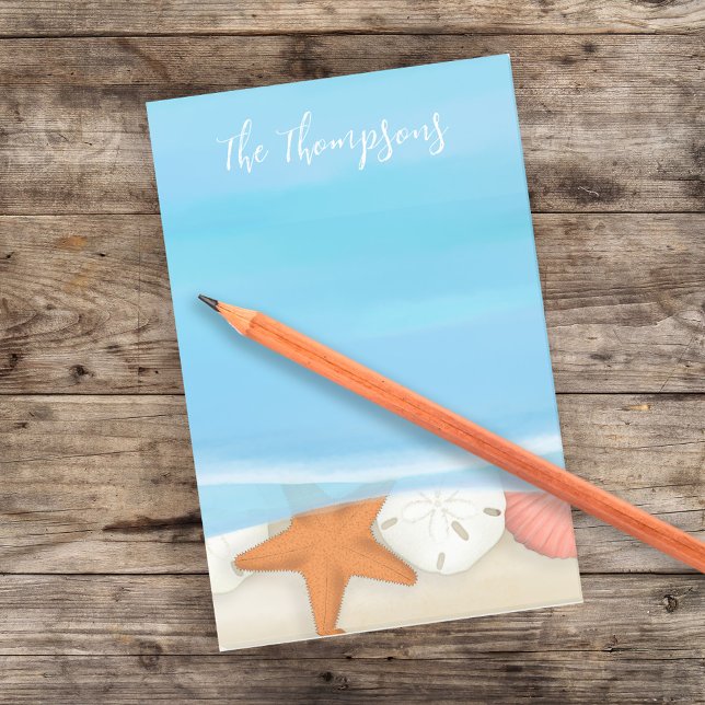 Bloco De Notas Prateleiras de Aquarelas de Praia Azul Costeiro (Criador carregado)