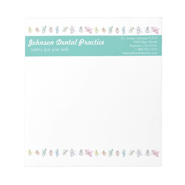 Bloco De Notas Prática dentária de dente de aquarela (Frente)