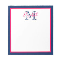 Pré-disquete, rosa e monograma azul Marinho