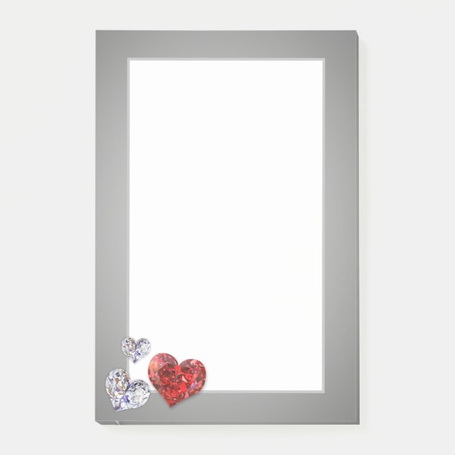Bloco De Notas Precioso Elegante Diamond Hearts (Frente)
