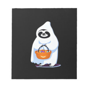 Bloco De Notas Preguiça de Halloween vestida de fantasma fazendo 