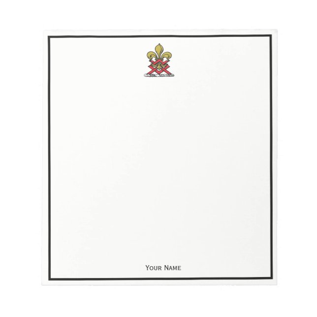 Bloco De Notas Preppy Dourado Red Heraldic Crest Fleur de Lis Emb (Frente)