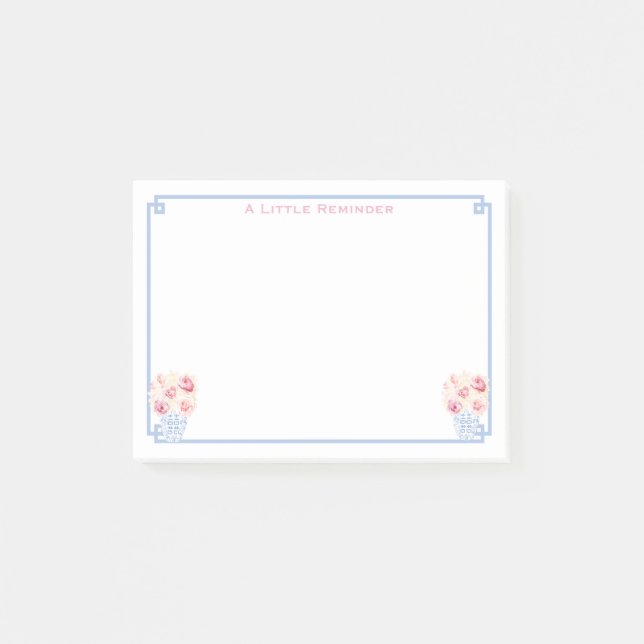 Bloco De Notas Preppy Pink Blue Ginger Jar Personalizado (Frente)