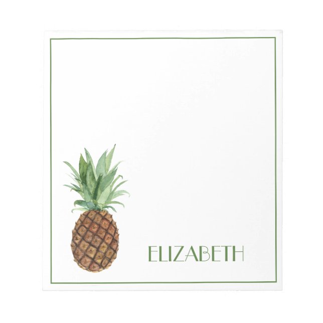 Bloco De Notas Preppy Tropical Pineapple Personalized (Frente)