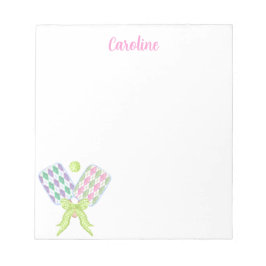 Bloco De Notas Preppy Watercolor Argyle Pickleball Paddles