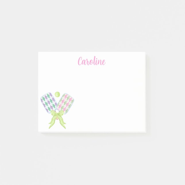 Bloco De Notas Preppy Watercolor Argyle Pickleball Paddles (Frente)