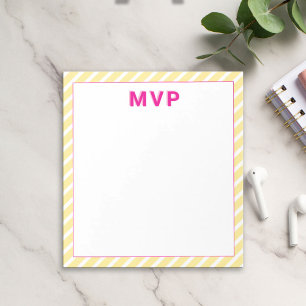 Bloco De Notas Preppy Yellow & Pink Strik Personalizado Moderno