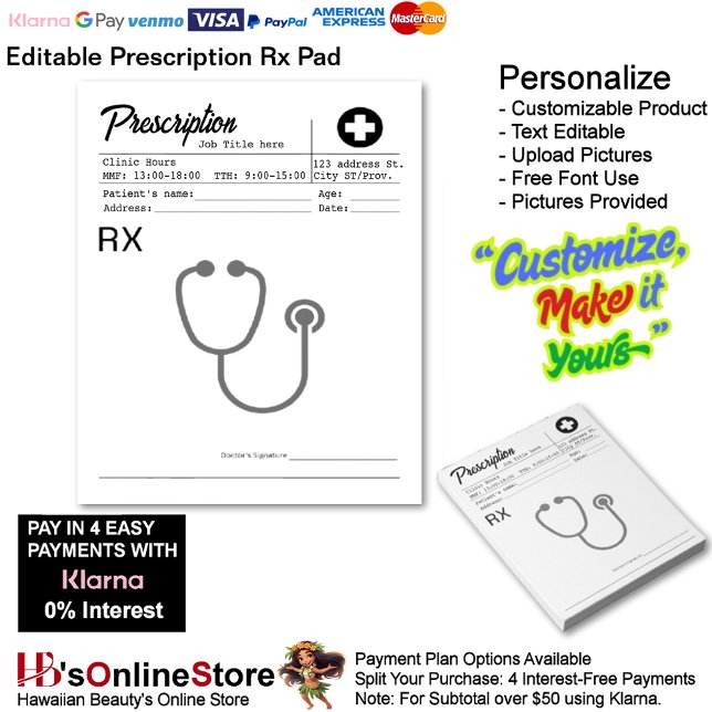 Bloco De Notas Prescription Rx Doctor Medical Form Business  (Prescription Rx Doctor Medical Form Business Notepad.)