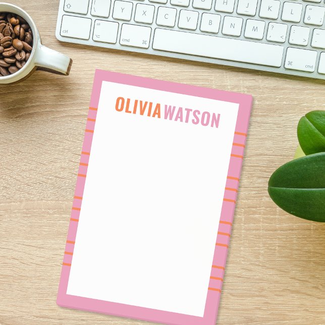 Bloco De Notas Presente de Apreciação de Papel de Professora Pers (Stripe Personalized Name Teacher Appreciation Gift Post-it Notes)
