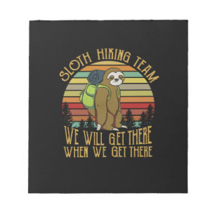 Bloco De Notas Presente de Camper Vintage Sloth Hiking Team Ani