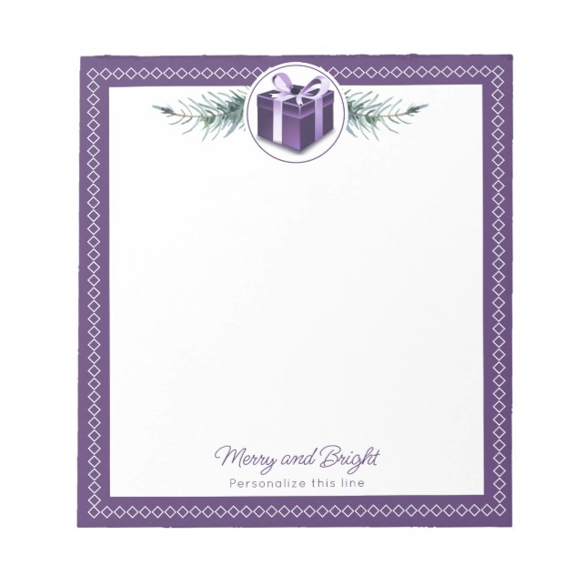 Bloco De Notas Presente de Natal Roxo Personalizado (Frente)