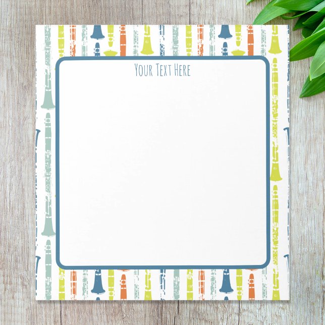 Bloco De Notas Presente do Instrumento Musical Personalizado Clar (Personalized clarinet themed notepad)