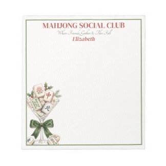Bloco De Notas Presente para Noite de Jogo do Clube Social de Mah