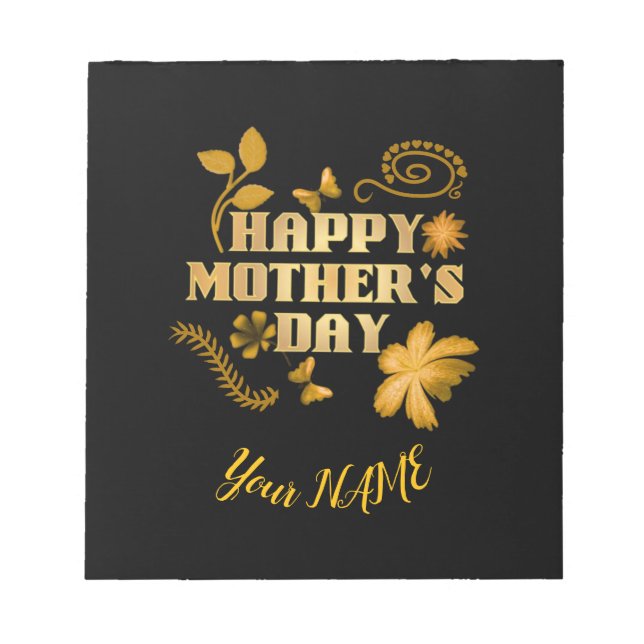 Bloco De Notas Presente personalizado de Dia das Mães em ouro com (Frente)