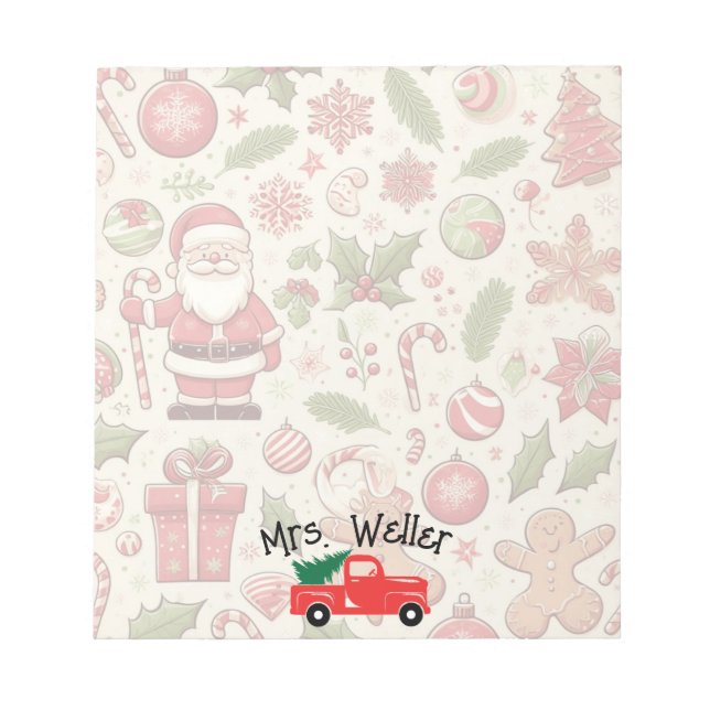 Bloco De Notas Presente personalizado de professor no Natal (Frente)