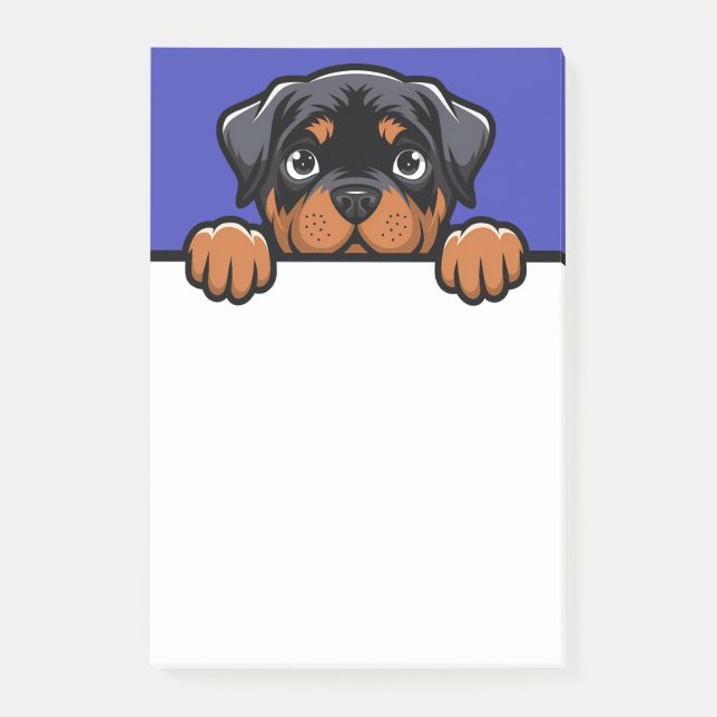 Bloco De Notas Presentes de Rottweiler Fofo Espiando para Amantes (Frente)