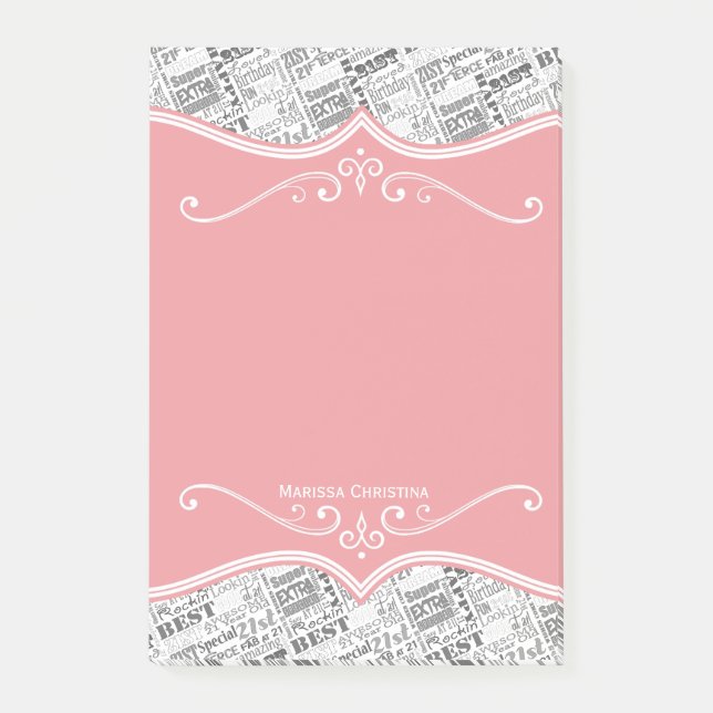 Bloco De Notas Presentes personalizados de aniversário de 21 anos (Frente)