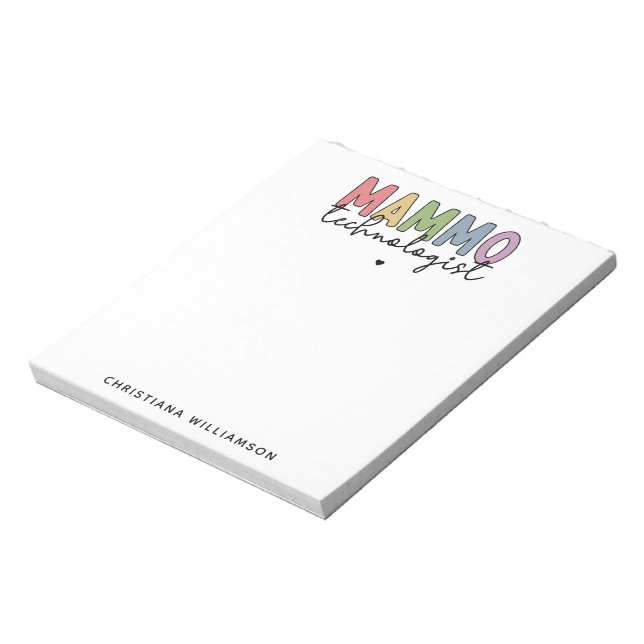 Bloco De Notas Presentes técnicos do tecnólogo de mamografia pers (Invertido)