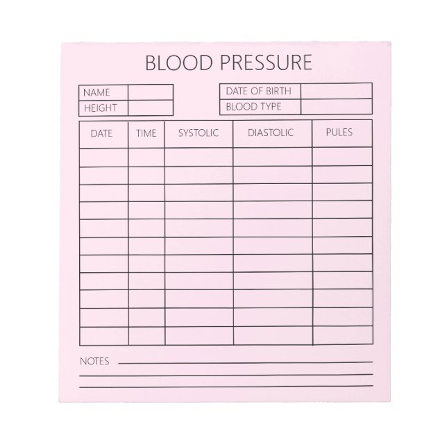 Bloco De Notas Pressão Arterial (Frente)