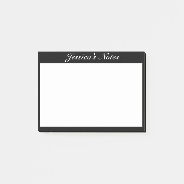 Bloco De Notas Preto branco minimalista moderno (Frente)