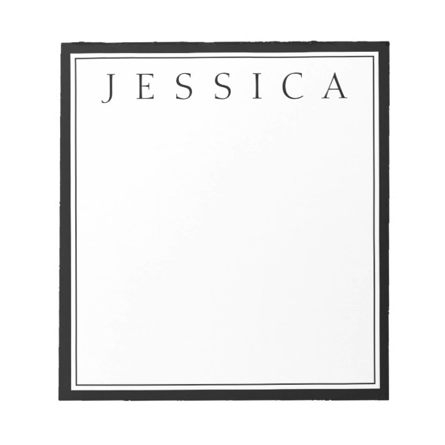 Bloco De Notas Preto & Branco | Seu nome (Frente)