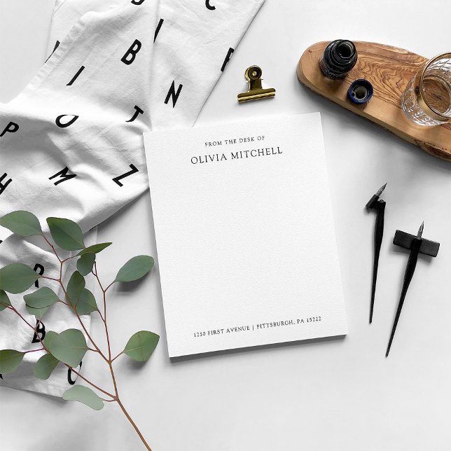 Bloco De Notas Preto e branco clássico simples | Texto (Criador carregado)